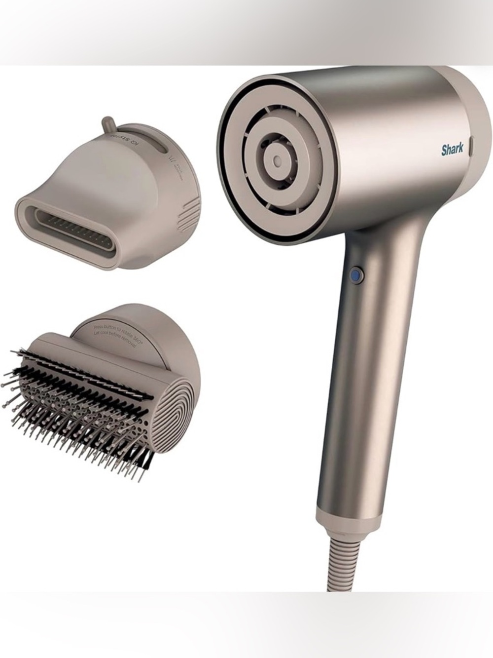 Shark Women’s Hair Dryer in Metallic Gray with Styling Attachments